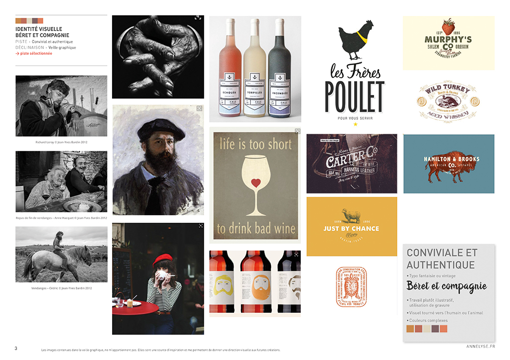 Identité visuelle et collection d'étiquettes de vin pour Béret et Compagnie