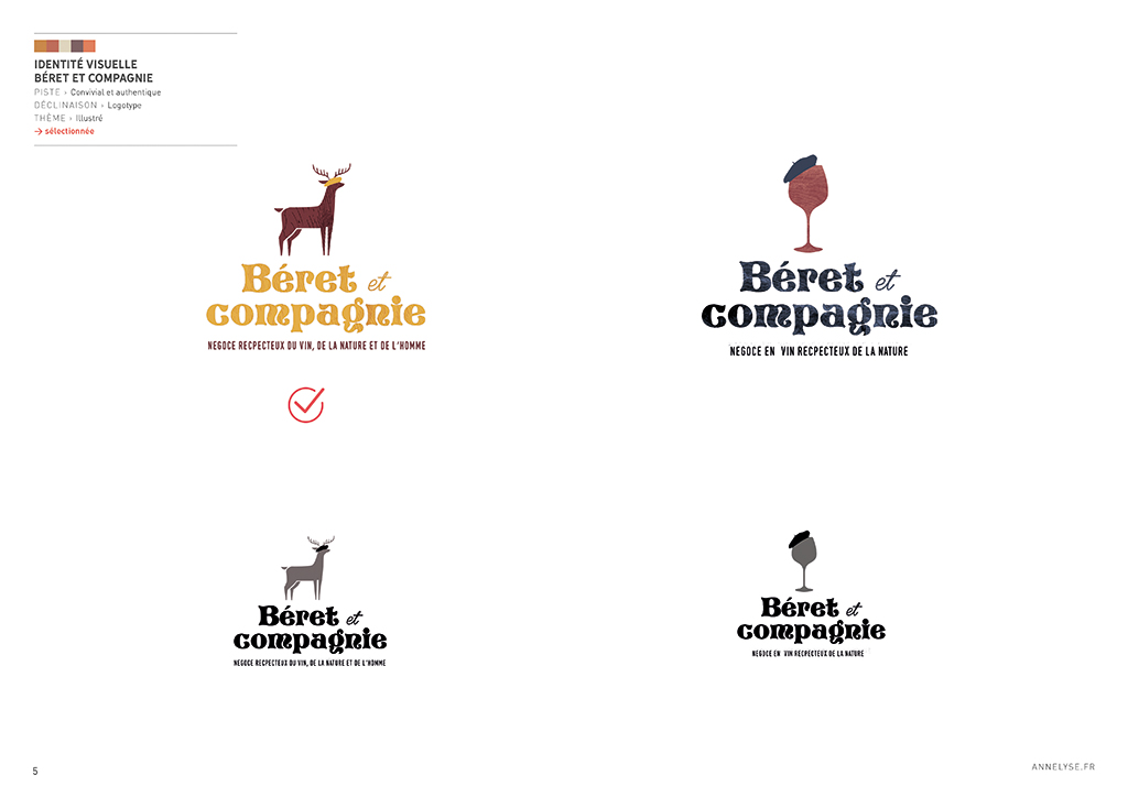 Identité visuelle et collection d'étiquettes de vin pour Béret et Compagnie