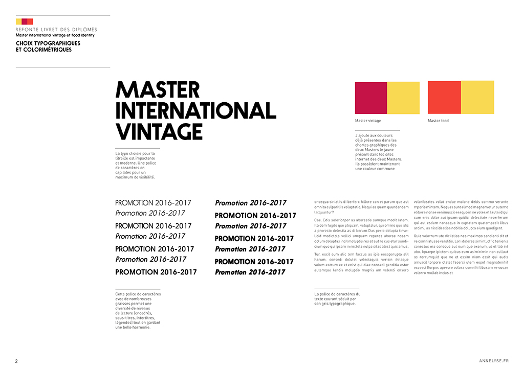 Brochure Master Food Identity et International Vintage Master - ESA